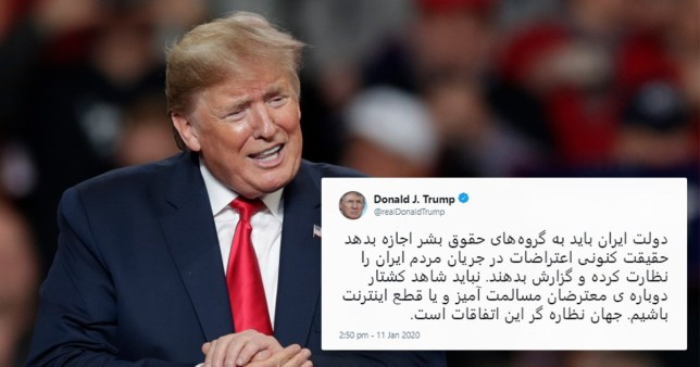 president Trump’s Farsi tweet to iranian protesters is most liked persian tweet in history