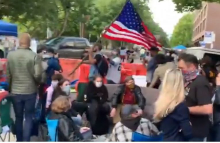 A Black Man Tried Carrying A US Flag Through CHAZ. Watch In Horror What They Did