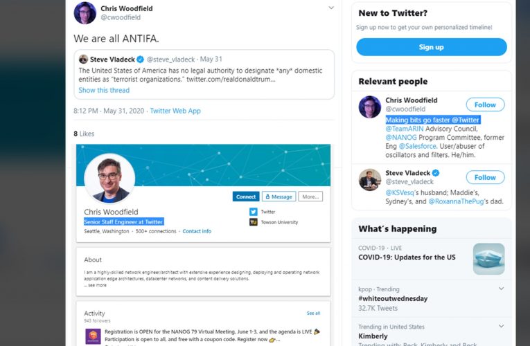 Twitter’s Senior Staff Engineer Posts “We Are All Antifa”