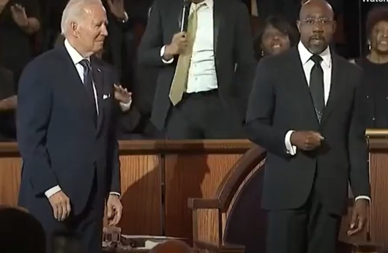 Joe Biden Cringes Up When Surrounded By Black Church Dancing And Singing